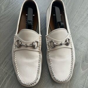 GUCCI Authentic White Leather Loafers